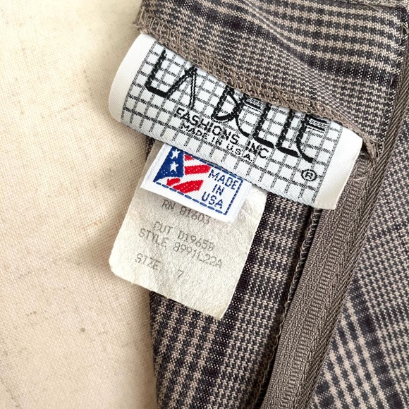 Vintage 90s La Belle Plaid Midi Dress Button Front Academia Soft Goth Size S/M - Picture 7 of 8